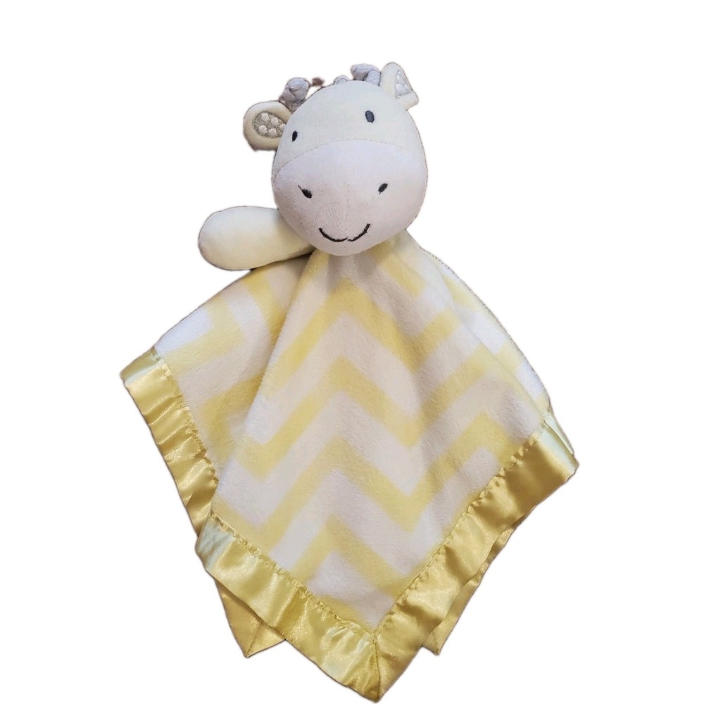 Circo Giraffe Lovey Yellow White Chevron Zig Zag Satin Plush Security Blanket